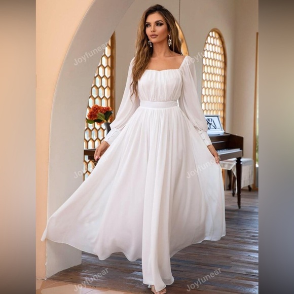 Women's Solid Color Rhinestone Collar Casual Lantern Sleeve Loose Hem Dress NWOT - Picture 3 of 10